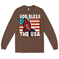 Chestnut God Bless the USA Long Sleeve Tee - FaDigitalArtStudio