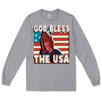 Heather Grey God Bless the USA Long Sleeve Tee - FaDigitalArtStudio