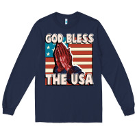 Navy God Bless the USA Long Sleeve Tee - FaDigitalArtStudio