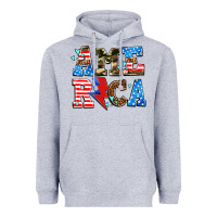 Heather Grey america with heart Heavyweight Hoodie - AdoDesignShop