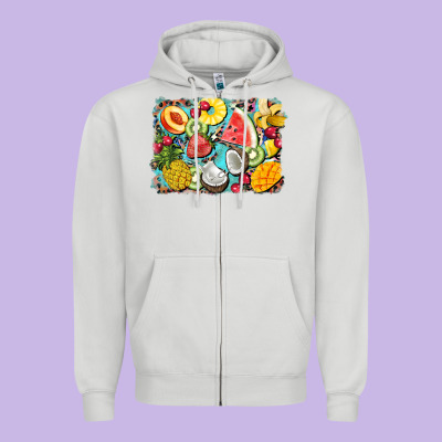 Summer Fruits Background Zipper Hoodie Designed By Barkaloodesign