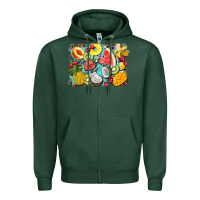 Sports Green summer fruits background Zipper Hoodie - BarkalooDesign