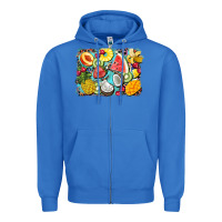 True Royal summer fruits background Zipper Hoodie - BarkalooDesign