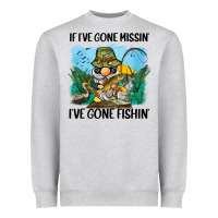 Heather Grey if i've gone missin' i've gone fishin' Heavyweight Sweatshirt - BarkalooDesign