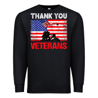 Black thank you veterans service patriot veteran day american flag t shirt Premium Sweatshirt - maiPhamDesign