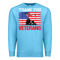 Ocean Blue thank you veterans service patriot veteran day american flag t shirt Premium Sweatshirt - maiPhamDesign