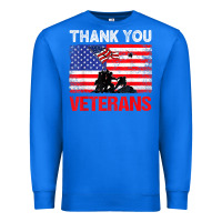 True Royal thank you veterans service patriot veteran day american flag t shirt Premium Sweatshirt - maiPhamDesign
