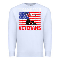 White thank you veterans service patriot veteran day american flag t shirt Premium Sweatshirt - maiPhamDesign