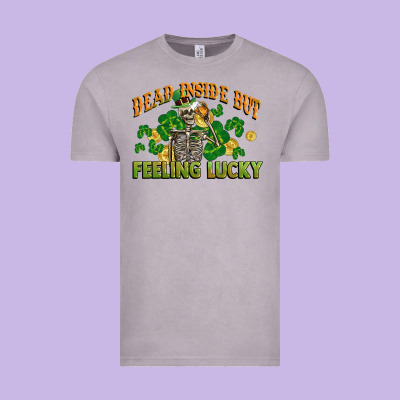 Dead Inside But Feeling Lucky St. Patrick's Day Vintage Tee Designed By Cowgirlartshop