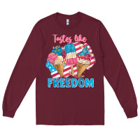 Burgundy Tastes like freedom 4th of July Long Sleeve Tee - FaDigitalArtStudio