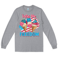 Heather Grey Tastes like freedom 4th of July Long Sleeve Tee - FaDigitalArtStudio
