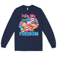 Navy Tastes like freedom 4th of July Long Sleeve Tee - FaDigitalArtStudio