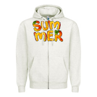 Oatmeal Heather summer mango Zipper Hoodie - BarkalooDesign