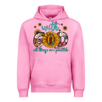 Fuchsia Pink with god all things are possible matthew 19 26 Urban Hoodie - JahusDesignShop
