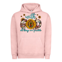 Pigment Salmon with god all things are possible matthew 19 26 Urban Hoodie - JahusDesignShop