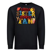 Black little sister biggest fan softball Premium Sweatshirt - AdoDesignShop