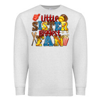 Oatmeal Heather little sister biggest fan softball Premium Sweatshirt - AdoDesignShop