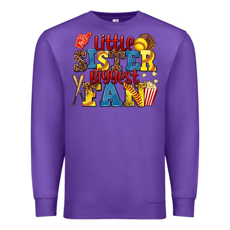 Little Sister Biggest Fan Softball Premium Sweatshirt by AdoDesignShop | Teevron