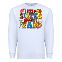 White little sister biggest fan softball Premium Sweatshirt - AdoDesignShop