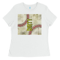 White dirty baseball Ladies Tee - TumblerDesignByShophia