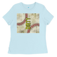 Baby Blue dirty baseball Ladies Tee - TumblerDesignByShophia
