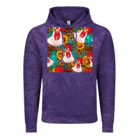 Cloud Purple western  chicken with sunflowers seamless pattern Vintage Hoodie - FaDigitalArtStudio