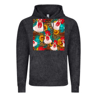 Vintage Black western  chicken with sunflowers seamless pattern Vintage Hoodie - FaDigitalArtStudio