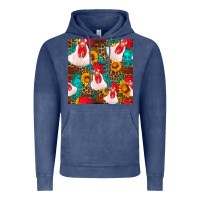 Western  Chicken With Sunflowers Seamless Pattern Vintage Hoodie | Teevron