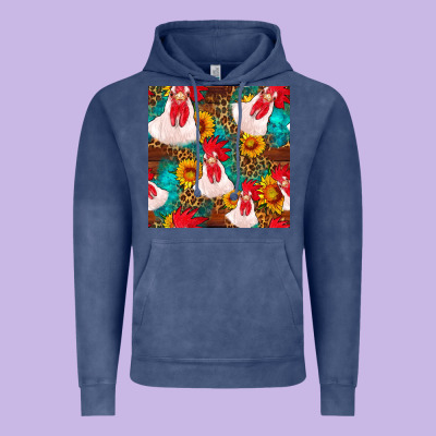 Western  Chicken With Sunflowers Seamless Pattern Vintage Hoodie Designed By Fadigitalartstudio