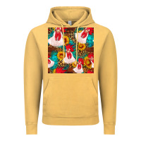 Vintage Mustard western  chicken with sunflowers seamless pattern Vintage Hoodie - FaDigitalArtStudio
