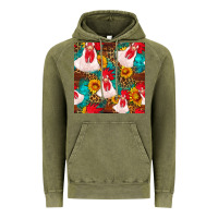Vintage Olive western  chicken with sunflowers seamless pattern Vintage Hoodie - FaDigitalArtStudio