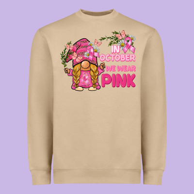 In October We Wear Pink Gnome Heavyweight Sweatshirt Designed By Barkaloodesign