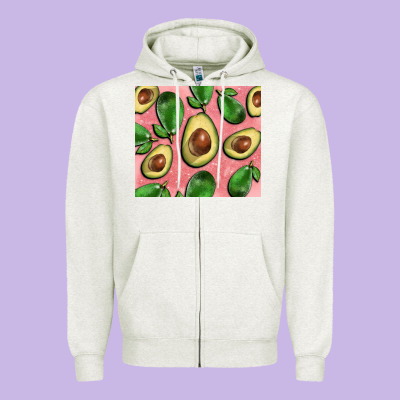 Avacado Pink Tumbler Zipper Hoodie Designed By Barkaloodesign