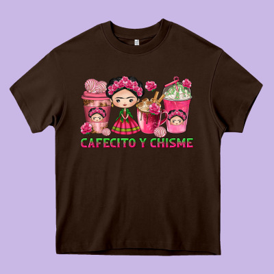Cafecito Y Chisme Coffee Cups Heavy Core Tee Designed By Texasbilliewilder