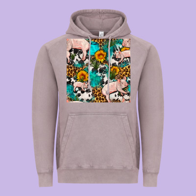 American Yorkshire Pig Seamless Pattern Vintage Hoodie Designed By Fadigitalartstudio