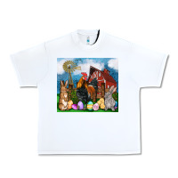 White Farm animals 20oz Urban Heavy Tee - OliviaCreatesArt