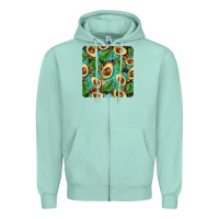 Seafoam avacado with turquoise and leopard background mug coaster Zipper Hoodie - BarkalooDesign