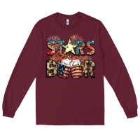 Burgundy Stars stripes beer Long Sleeve Tee - FaDigitalArtStudio