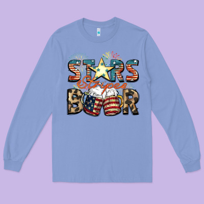 Stars Stripes Beer Long Sleeve Tee Designed By Fadigitalartstudio