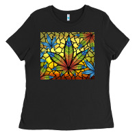 Black stained glass weed Ladies Tee - TumblerDesignByShophia