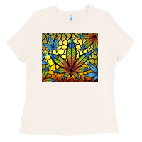 Bone stained glass weed Ladies Tee - TumblerDesignByShophia