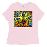 Bubblegum Pink stained glass weed Ladies Tee - TumblerDesignByShophia