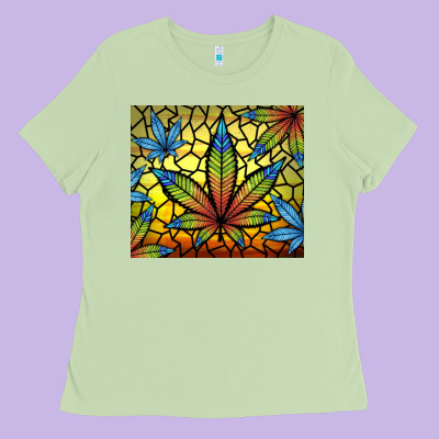 Stained Glass Weed Ladies Tee Designed By Tumblerdesignbyshophia