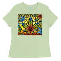Matcha stained glass weed Ladies Tee - TumblerDesignByShophia