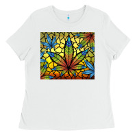 White stained glass weed Ladies Tee - TumblerDesignByShophia