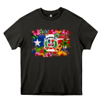Asphalt Dominican Republic and Puerto Rico Flag Heavy Core Tee - texasbilliewilder