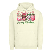 Pigment Pistachio pink  merry christmas coffee Urban Hoodie - JahusDesignShop