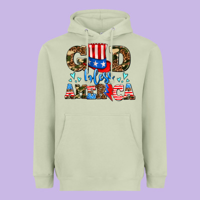 God Bless America Heavyweight Hoodie Designed By Adodesignshop