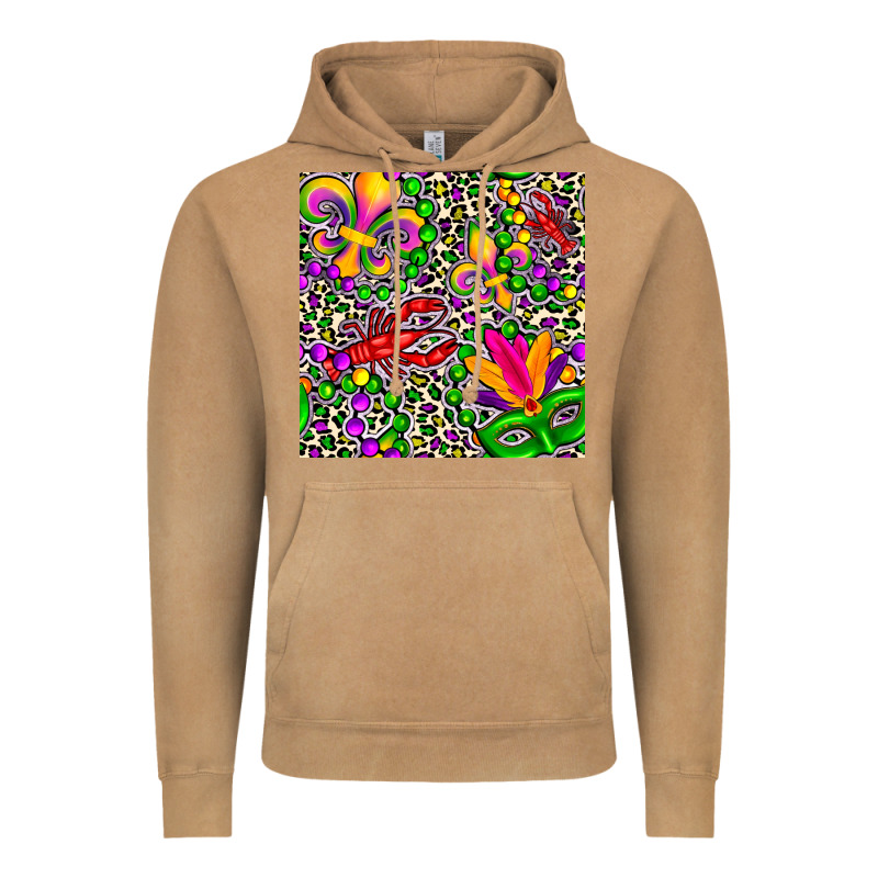 Mardi Gras Crawfish Leopard  Seamless Pattern Vintage Hoodie by FaDigitalArtStudio | Teevron