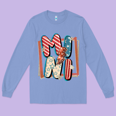 4th Of July Mini With Lightning Bolt Long Sleeve Tee Designed By Fadigitalartstudio
